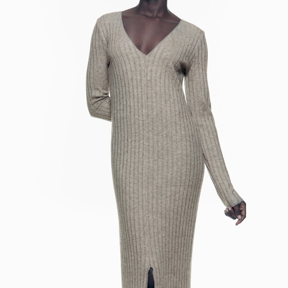 NEW/ ZARA SOFT RIBBED MIDI DRESS